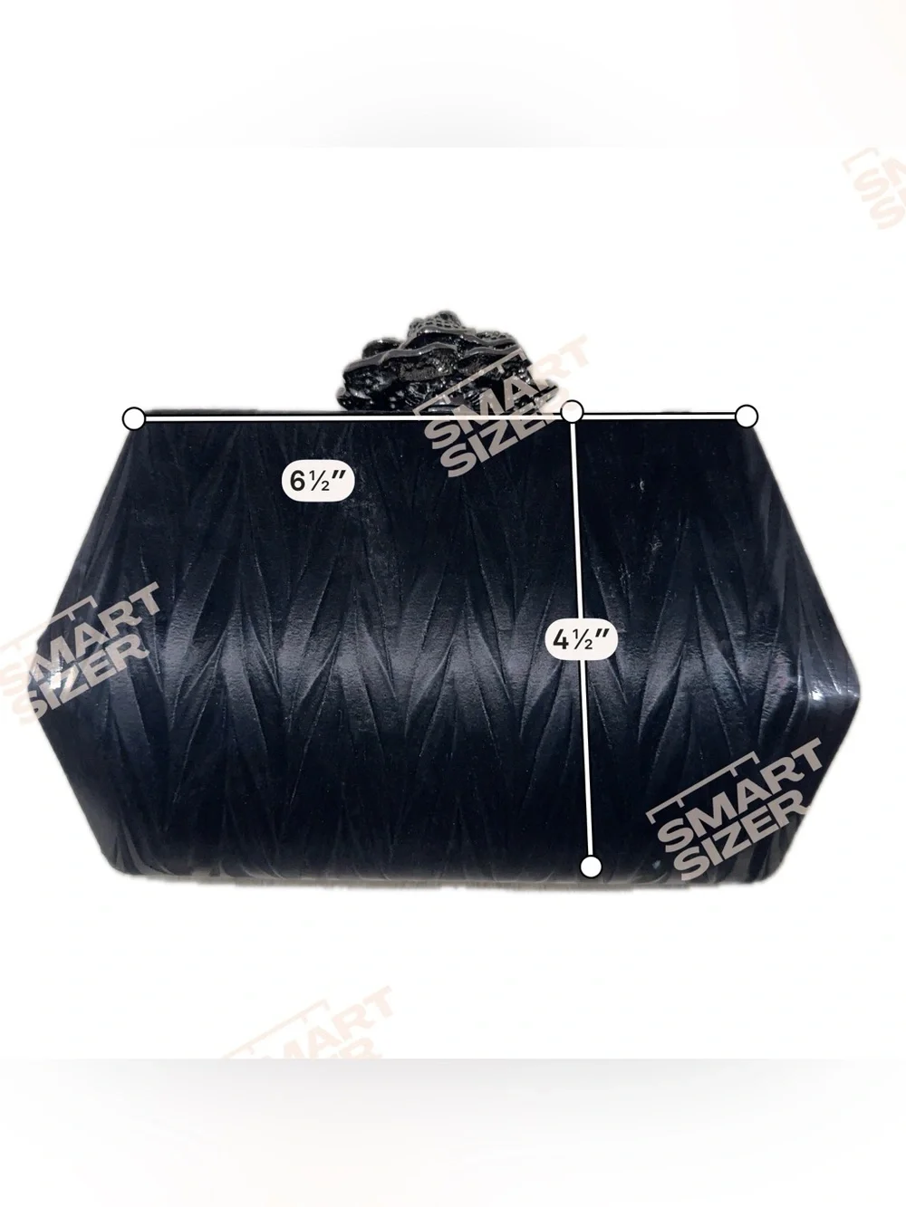 BC Bags Black Satin Rhinestone Rose Flower Clasp Hard Case